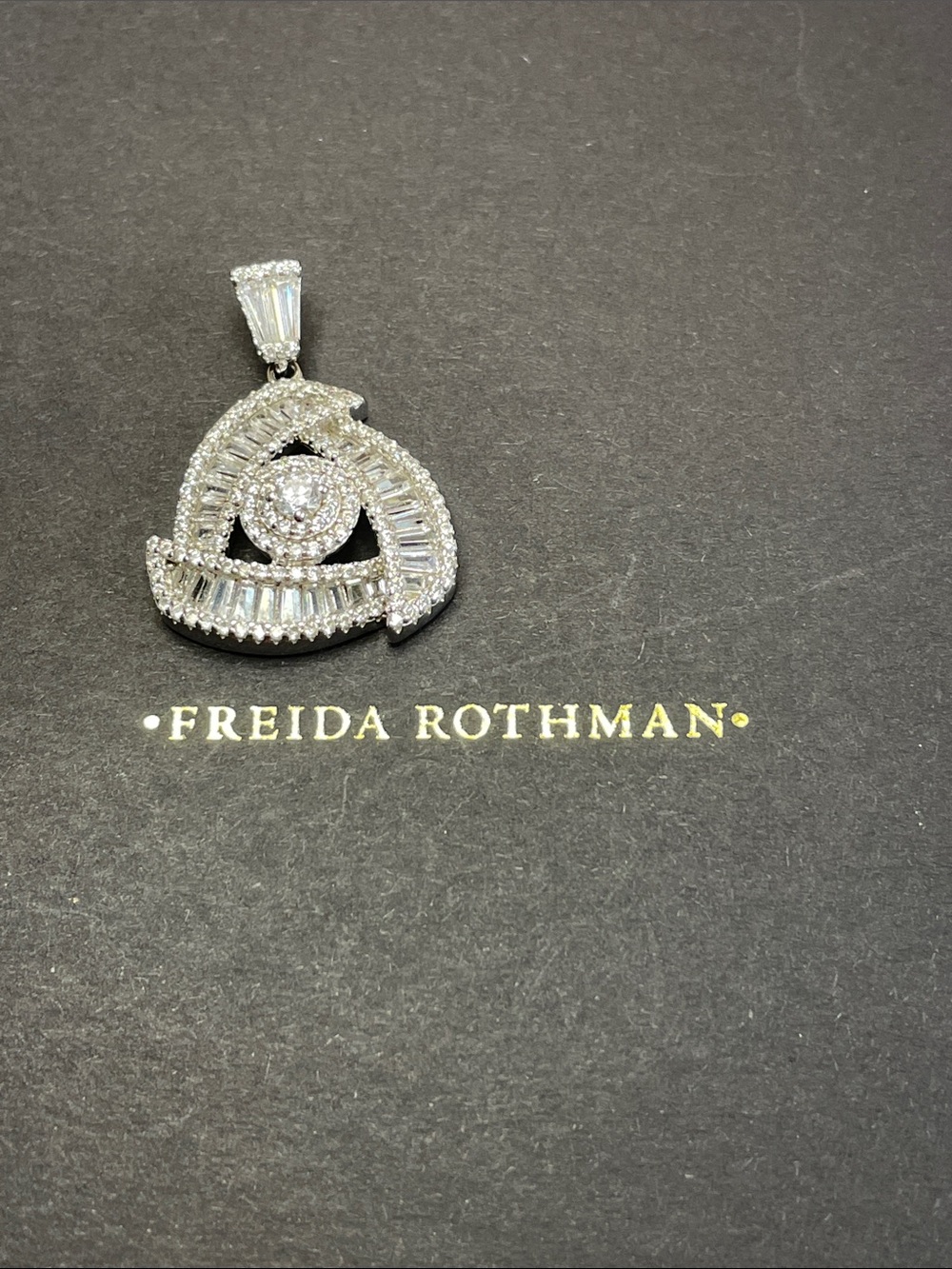 Freida Rothman VAULT Brass Baguette Stones Necklace Pendant - NWT